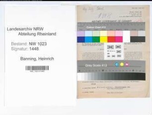 Entnazifizierung Heinrich Banning , geb. 07.01.1904 (Kaufmann)