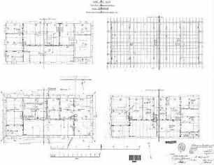 Neuenstein: Empfangsgebäude Verwaltungsgebäude Grundrisse EG,1.OG,DG, Sparrenlage