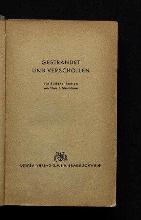 Gestrandet und verschollen : ein Südsee-Roman