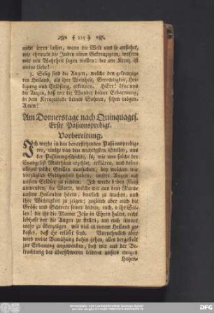 Am Donnerstage nach Quinquages. Erste Paßionspredigt.