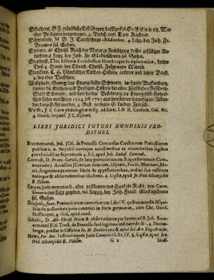 Libri Juridici Futuri Nundinis Prodituri.