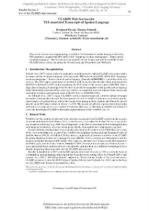 CLARIN Web Services for TEI-annotated Transcripts of Spoken Language