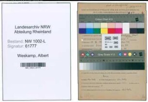 Entnazifizierung Albert Weskamp , geb. 14.07.1896 (Gerichtsrat)