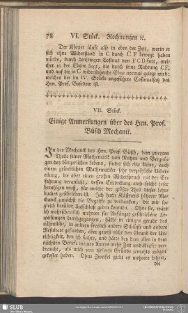 VII. Stück. Einige Anmerkungen über des Hrn. Prof. Büsch Mechanik