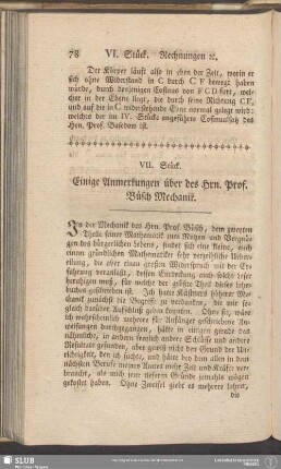 VII. Stück. Einige Anmerkungen über des Hrn. Prof. Büsch Mechanik