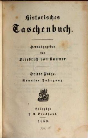 Historisches Taschenbuch. 9. 1858