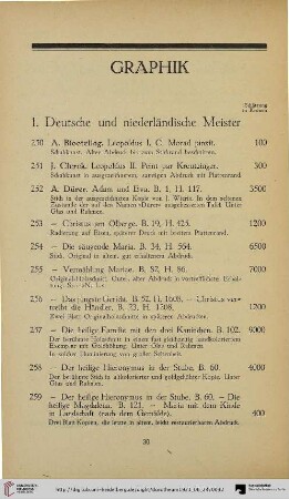 1. Deutsche und niederländische Meister (Nr. 250-272)