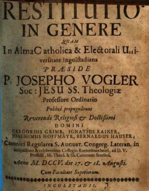 Restitutio In Genere