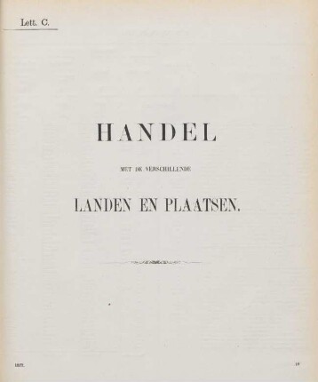 Lett. C. Handel met de verschillende landen en plaatsen
