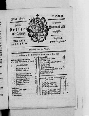 3tes Stück, Ausgabe vom 15. Januar 1800