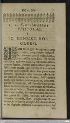 G. C. Kirchmaieri Epistolae