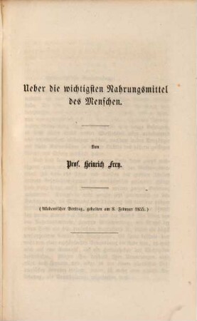 Über die wichtigsten Nahrungsmittel des Menschen