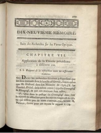 Chapitre VII. Application de la Théorie précédente à différens cas