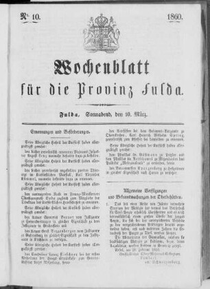 Nr. 10, Ausgabe vom 10. März 1860