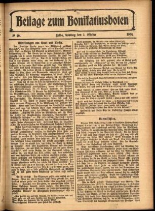 Zweite Ausgabe vom Sonntag, den 02. Oktober 1904.