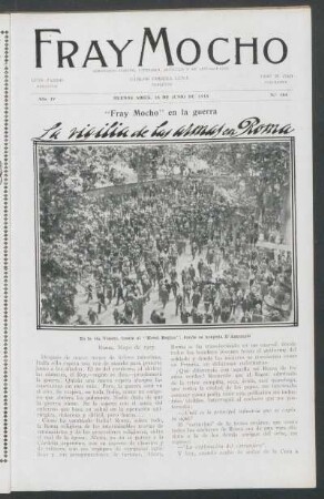 La vigilia de las armas en Roma : "Fray Mocho" en la guerra