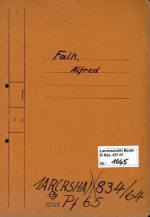 Personenheft Alfred Falk (*06.07.1906), SS-Obersturmführer