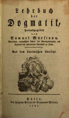 Lehrbuch der Dogmatik