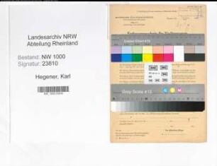 Entnazifizierung Karl Hegener, geb. 30.06.1894 (Rechtsanwalt)