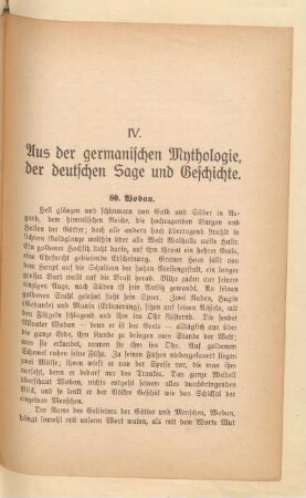 IV. Aus der germanischen Mythologie, der deutschen Sage und Geschichte