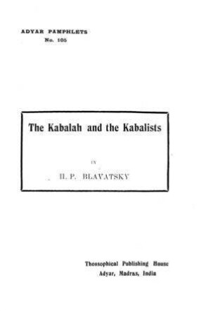The Kabalah and the Kabalists / H. P. Blavatsky