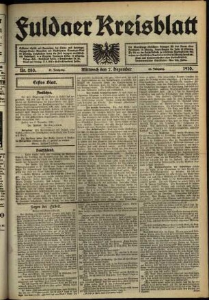 Erste Ausgabe vom Mittwoch, den 07. Dezember 1910.