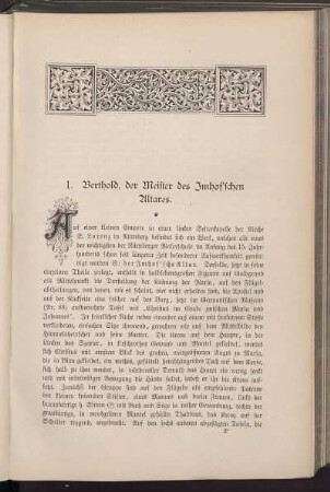 1. Berthold, der Meister des Imhof'schen Altares.