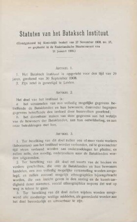 Statuten van het Bataksch Instituut