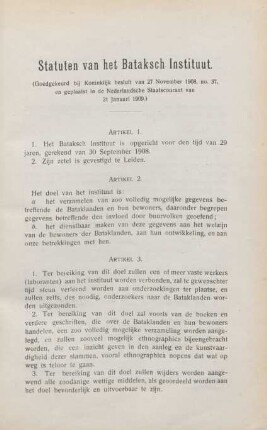 Statuten van het Bataksch Instituut