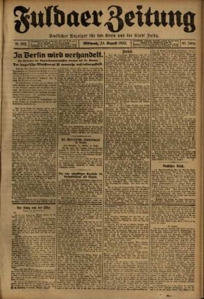 Ausgabe vom Mittwoch, den 23. August 1922.