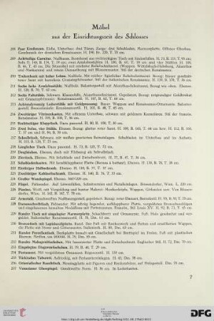 Möbel aus der Einrichtungszeit des Schlosses (Nr. 208-237)
