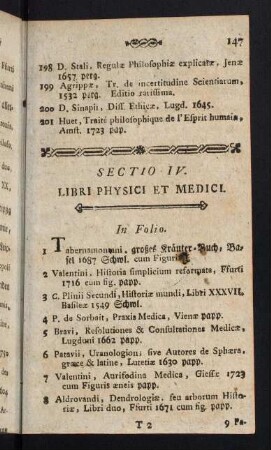 147-155, Sectio IV. Libri Physici et Medici
