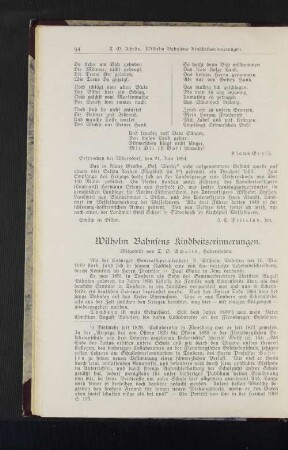 Wilhelm Bahnsens Kindheitserinnerungen