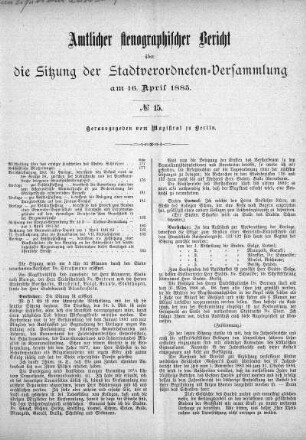 No. 15, 16. April 1885