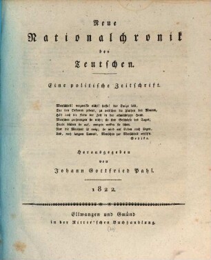 Neue Nationalchronik der Teutschen : eine politische Zeitschrift. 3. 1822