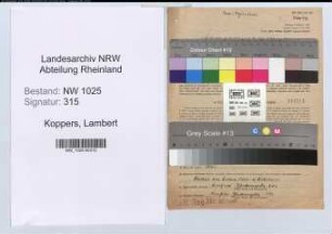 Entnazifizierung Lambert Koppers , geb. 20.03.1911 (Gastwirt)