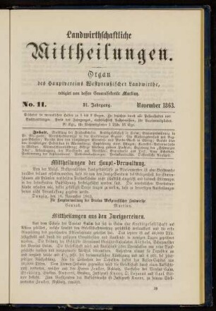 No. 11. 31. Jahrgang. November 1863.