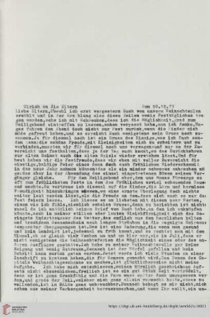 Briefe von und an Ulrich und Ulrike von Wilamowitz-Moellendorff ("2. Abschrift"): Brief von Ulrich von Wilamowitz-Moellendorff an Arnold von Wilamowitz-Moellendorff und Ulrike von Wilamowitz-Moellendorff