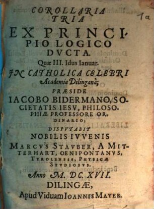 Corollaria tria ex principio logico ducta
