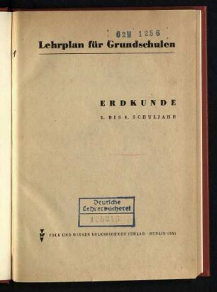 1953: Erdkunde : 5. bis 8. Schuljahr