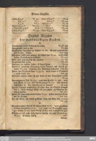 Drittes Register der merkwürdigen Sachen.