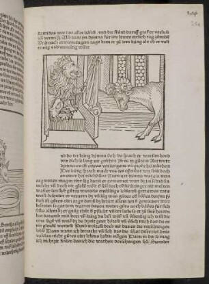 Dimna vor dem Löwenkönig; (Kapitel II: Von dem Löwen und dem Ochsen)