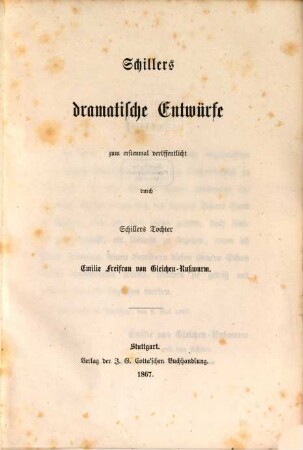 Schillers dramatische Entwürfe