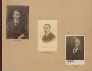 Bl. 4: Fotografien der Mathematiker Georg Bohlmann, Otto Blumenthal und Fritz Beer, 1920 - 1922