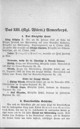 A. Das XIII. (Kgl. Württ.) Armeekorps