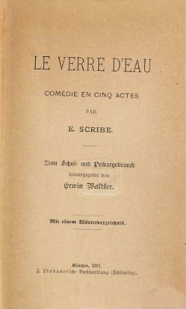 Le verre d'eau : comédie en cinq actes