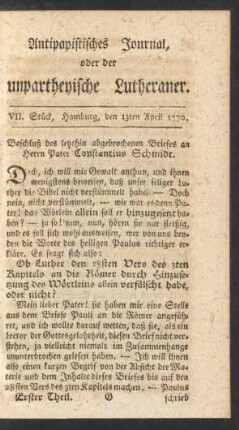 VII. Stück, Hamburg, den 13ten April 1770