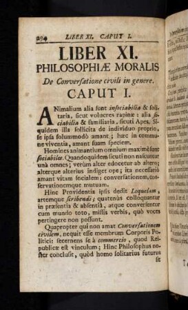 294-349, Liber XI. Philosophiae Moralis De Conversatione civili in genere.