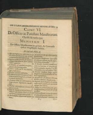 Membrum I. De Officio Ministrorum in genere & Concursu Officii Magistratus Politici.