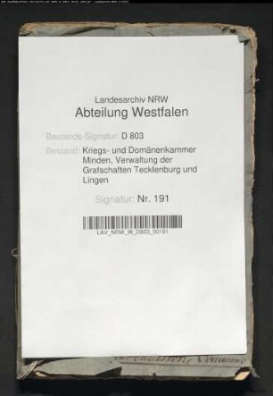 Revision des Anschlags der Grafschaft Tecklenburg von 1741-1747